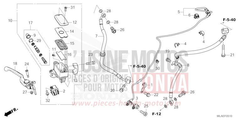 MAITRE-CYLINDRE DE FREIN AVANT CYLINDRE de CMX 1100 "Rebel" GUNMETAL BLACK METLLIC (NHC52) de 2024